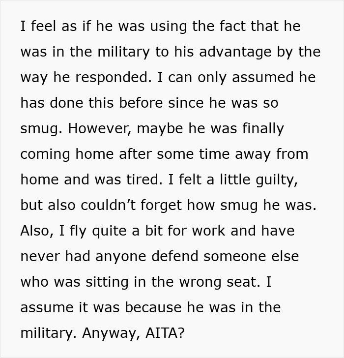 Service Member Feels Entitled To Window Seat As He’s In Uniform, Acts Smug When He’s Asked To Move Service Member Feels Entitled To Window Seat As He’s In Uniform, Acts Smug When He’s Asked To Move