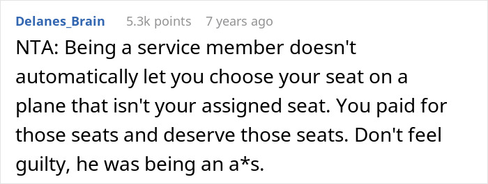 Service Member Feels Entitled To Window Seat As He’s In Uniform, Acts Smug When He’s Asked To Move Service Member Feels Entitled To Window Seat As He’s In Uniform, Acts Smug When He’s Asked To Move