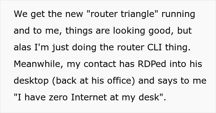 Guy Gets Exposed For A Bad Router Command And Makes Up A Cover Story Just To Be Exposed Again