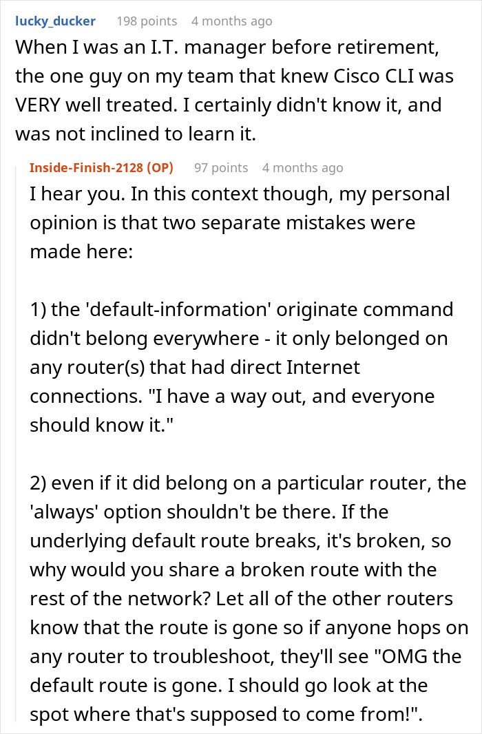 Guy Gets Exposed For A Bad Router Command And Makes Up A Cover Story Just To Be Exposed Again