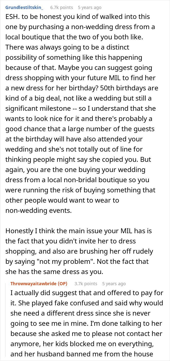 Bride Won’t Change Wedding Dress After MIL Says She Got It First, Groom Gets Caught In The Middle Bride Won’t Change Wedding Dress After MIL Says She Got It First, Groom Gets Caught In The Middle