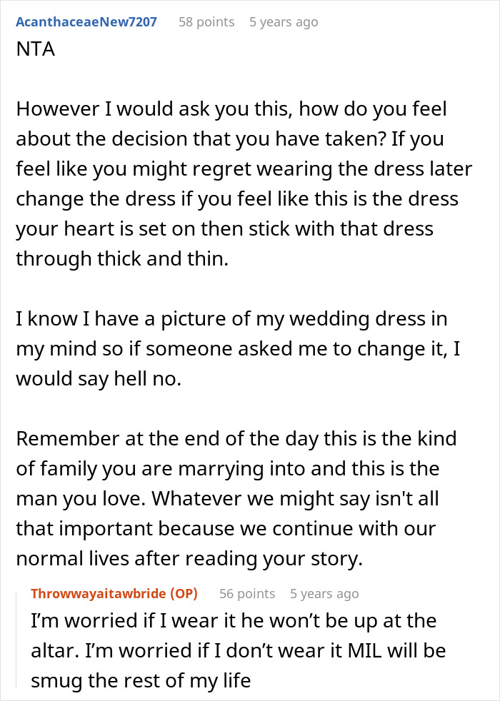 Bride Won’t Change Wedding Dress After MIL Says She Got It First, Groom Gets Caught In The Middle Bride Won’t Change Wedding Dress After MIL Says She Got It First, Groom Gets Caught In The Middle