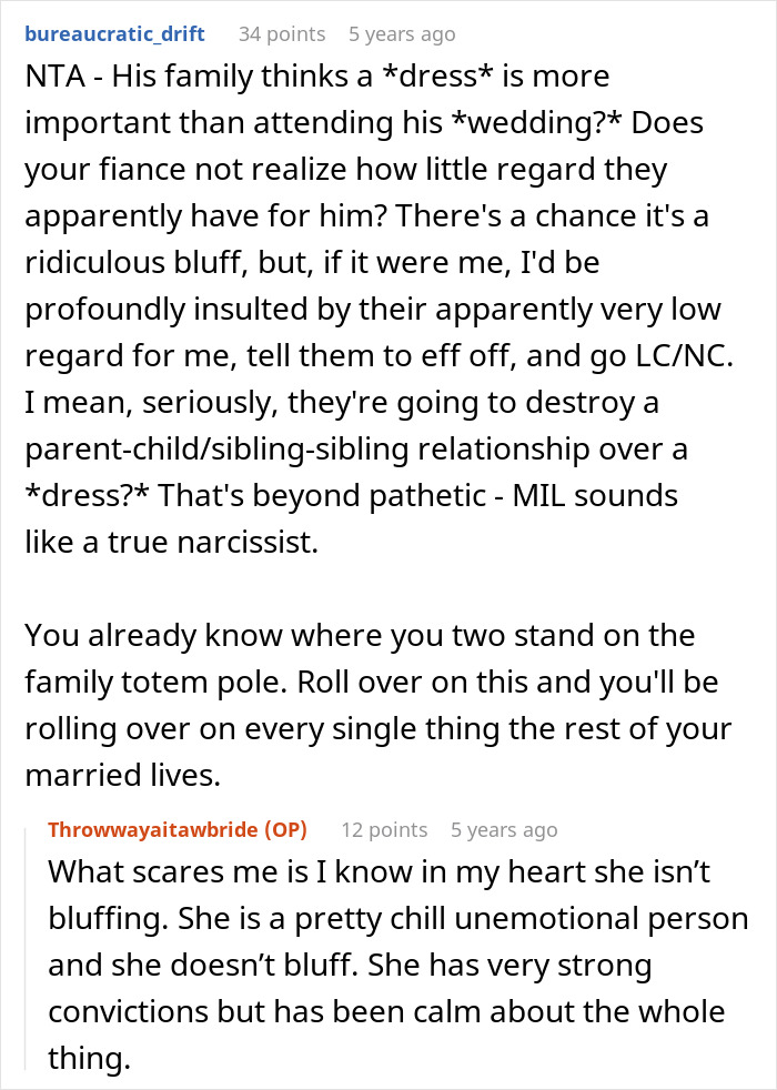 Bride Won’t Change Wedding Dress After MIL Says She Got It First, Groom Gets Caught In The Middle Bride Won’t Change Wedding Dress After MIL Says She Got It First, Groom Gets Caught In The Middle