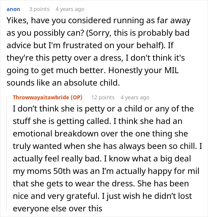 Bride Won’t Change Wedding Dress After MIL Says She Got It First, Groom Gets Caught In The Middle Bride Won’t Change Wedding Dress After MIL Says She Got It First, Groom Gets Caught In The Middle