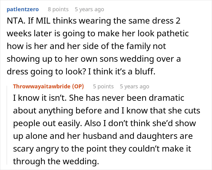 Bride Won’t Change Wedding Dress After MIL Says She Got It First, Groom Gets Caught In The Middle Bride Won’t Change Wedding Dress After MIL Says She Got It First, Groom Gets Caught In The Middle