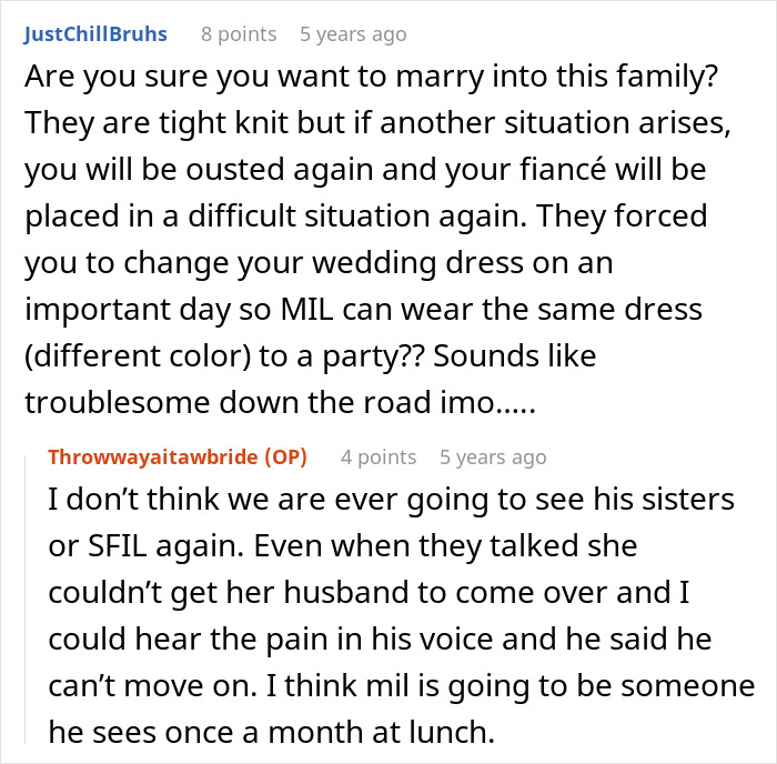 Bride Won’t Change Wedding Dress After MIL Says She Got It First, Groom Gets Caught In The Middle Bride Won’t Change Wedding Dress After MIL Says She Got It First, Groom Gets Caught In The Middle