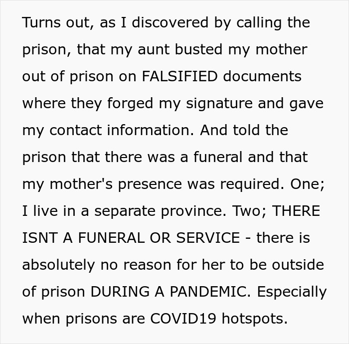 Mom And Aunt Forge Their Way Through A Prison Break, Victim Gets Called A Jerk For Busting Them Mom And Aunt Forge Their Way Through A Prison Break, Victim Gets Called A Jerk For Busting Them