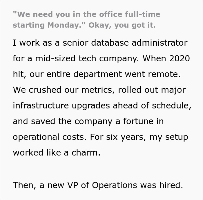 Boss Expects Employee At HQ After Six Years Remote, He Shows That His Home Office Was Approved By HR Boss Expects Employee At HQ After Six Years Remote, He Shows That His Home Office Was Approved By HR