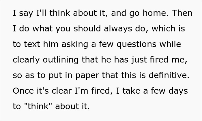 Fired Employee Refuses Boss’s Shady Severance Deal, Walks Away With Four Months Of Pay And Extra Cash Fired Employee Refuses Boss’s Shady Severance Deal, Walks Away With Four Months Of Pay And Extra Cash
