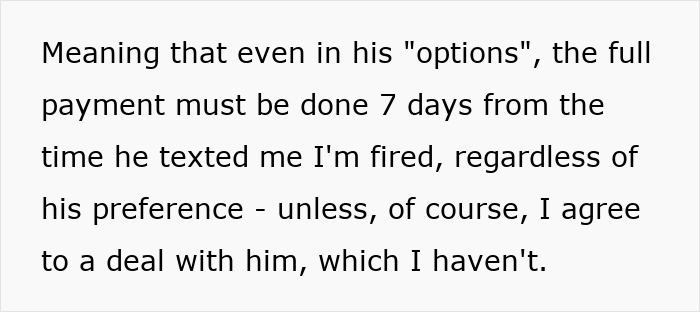 Fired Employee Refuses Boss’s Shady Severance Deal, Walks Away With Four Months Of Pay And Extra Cash Fired Employee Refuses Boss’s Shady Severance Deal, Walks Away With Four Months Of Pay And Extra Cash