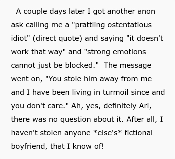 Online Stalker Freaks Out After Woman “Steals” Her Fictional Boyfriend Online Stalker Freaks Out After Woman “Steals” Her Fictional Boyfriend