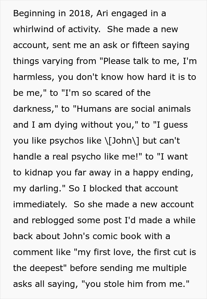 Online Stalker Freaks Out After Woman “Steals” Her Fictional Boyfriend Online Stalker Freaks Out After Woman “Steals” Her Fictional Boyfriend