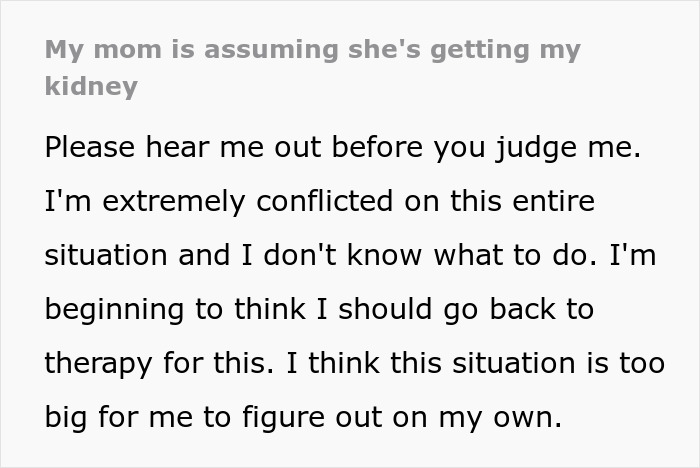 Toxic Mom Neglects Her Health For Years As She Assumes She&rsquo;ll Get A Shiny New Kidney From Her Daughter
