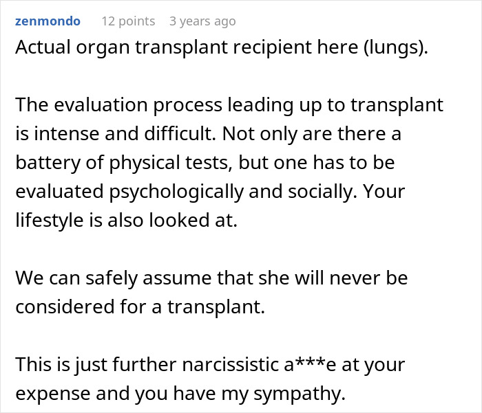 Toxic Mom Neglects Her Health For Years As She Assumes She&rsquo;ll Get A Shiny New Kidney From Her Daughter