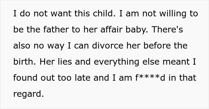 Guy Left Worried His Ex-Wife Will Force Her Affair Baby On Him