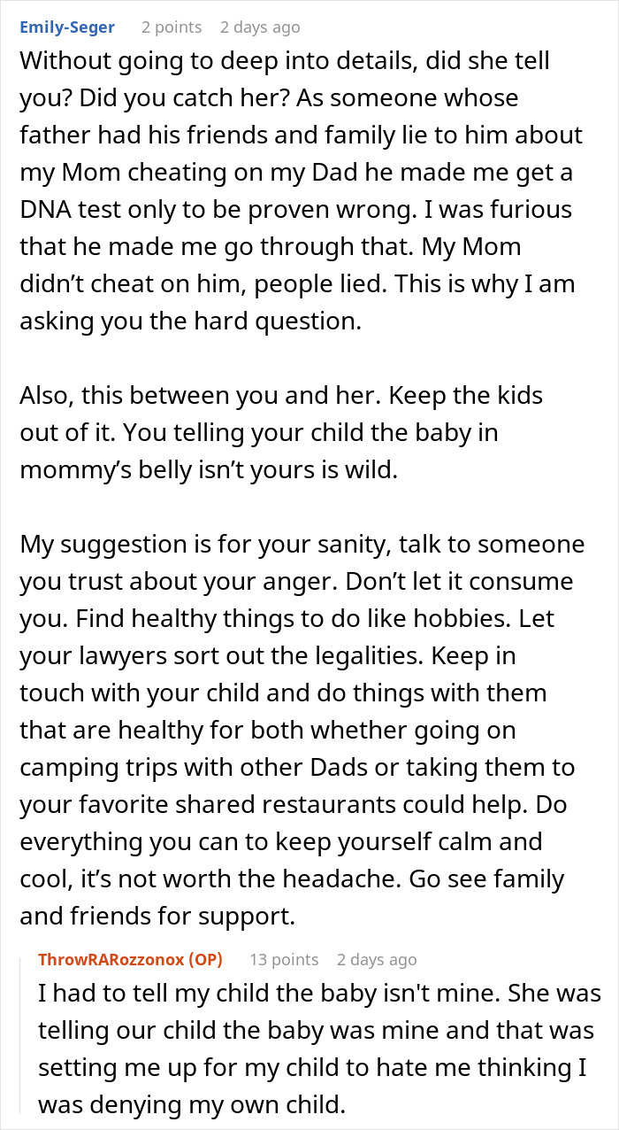 Guy Left Worried His Ex-Wife Will Force Her Affair Baby On Him