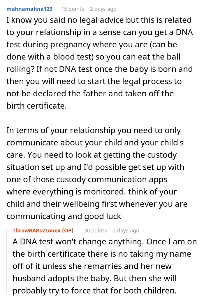 Guy Left Worried His Ex-Wife Will Force Her Affair Baby On Him