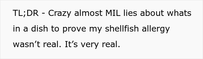 Ex-MIL Lies About Fish Dish As She Feels DIL With Allergy Is Just Being Picky, Leads To ER Visit Ex-MIL Lies About Fish Dish As She Feels DIL With Allergy Is Just Being Picky, Leads To ER Visit