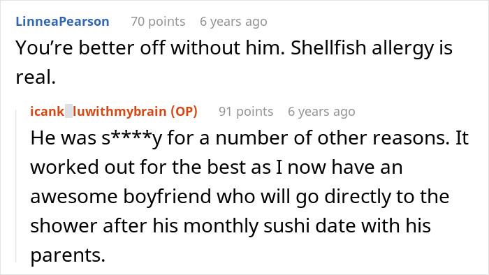 Ex-MIL Lies About Fish Dish As She Feels DIL With Allergy Is Just Being Picky, Leads To ER Visit Ex-MIL Lies About Fish Dish As She Feels DIL With Allergy Is Just Being Picky, Leads To ER Visit