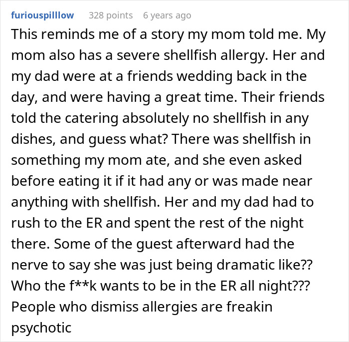 Ex-MIL Lies About Fish Dish As She Feels DIL With Allergy Is Just Being Picky, Leads To ER Visit Ex-MIL Lies About Fish Dish As She Feels DIL With Allergy Is Just Being Picky, Leads To ER Visit
