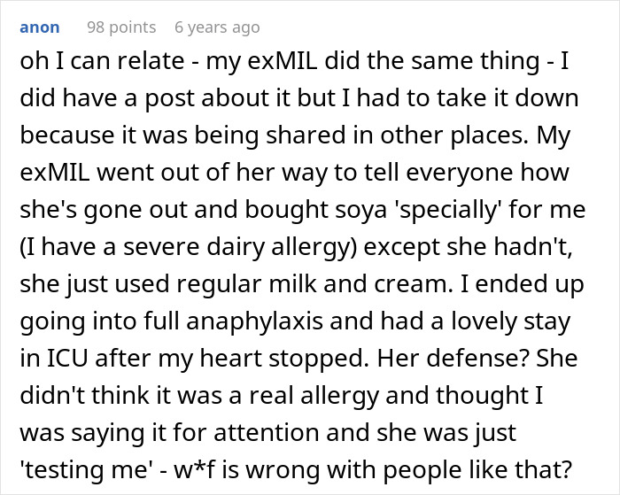 Ex-MIL Lies About Fish Dish As She Feels DIL With Allergy Is Just Being Picky, Leads To ER Visit Ex-MIL Lies About Fish Dish As She Feels DIL With Allergy Is Just Being Picky, Leads To ER Visit