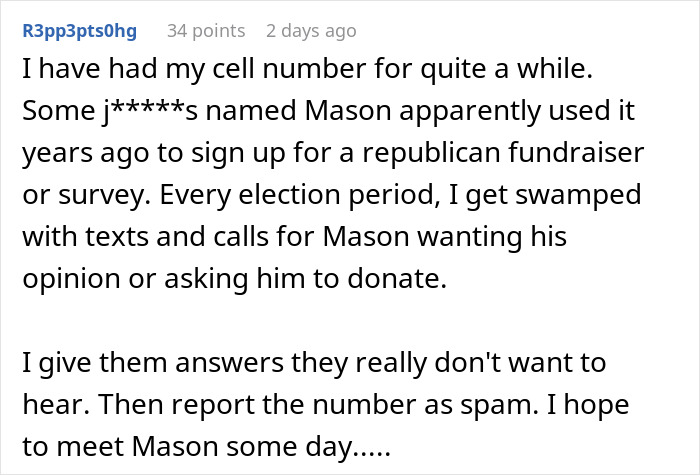 Guy Gets Petty Revenge On Woman Who Gave Out His Number To Avoid Spam Calls For A Decade