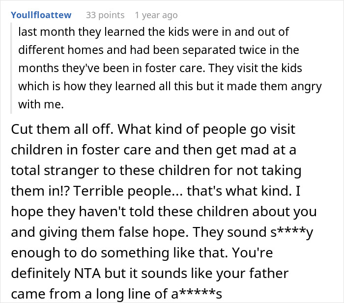 Man Refuses To Feel Bad After Not Saving His Half-Siblings From Foster Care Man Refuses To Feel Bad After Not Saving His Half-Siblings From Foster Care