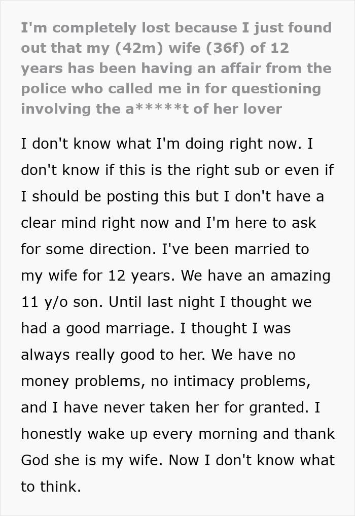 Man Finds Out His Wife Was Cheating When The Police Come To Rule Him Out As A Suspect In A Crime Man Finds Out His Wife Was Cheating When The Police Come To Rule Him Out As A Suspect In A Crime
