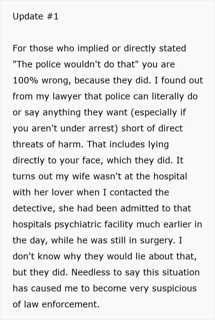 Man Finds Out His Wife Was Cheating When The Police Come To Rule Him Out As A Suspect In A Crime Man Finds Out His Wife Was Cheating When The Police Come To Rule Him Out As A Suspect In A Crime