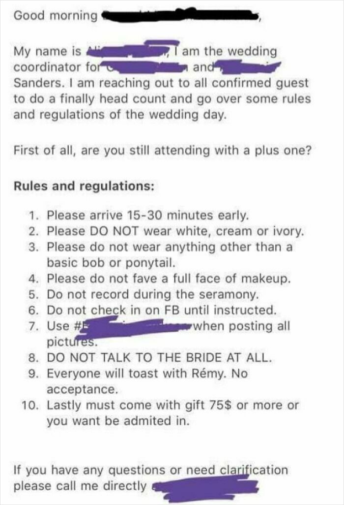 71 Unbelievably Entitled Brides And Grooms Who Took Wedding Demands To Whole New Levels Of Crazy