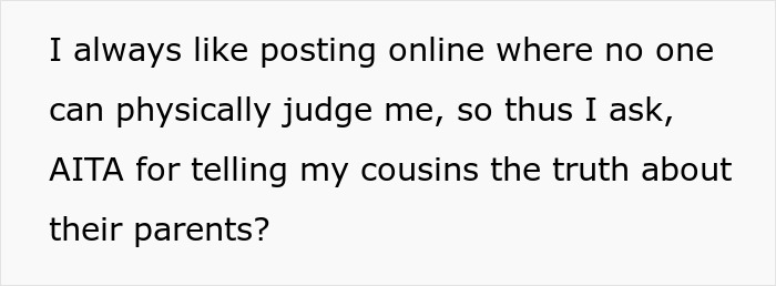 Person Reveals Family Secrets To Christian Cousins After They Won’t Stop Judging Others Person Reveals Family Secrets To Christian Cousins After They Won’t Stop Judging Others