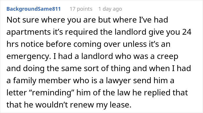 Creepy Landlord Allows Himself Way Too Much And Calls His Tenant Dramatic For Feeling Uncomfortable Creepy Landlord Allows Himself Way Too Much And Calls His Tenant Dramatic For Feeling Uncomfortable