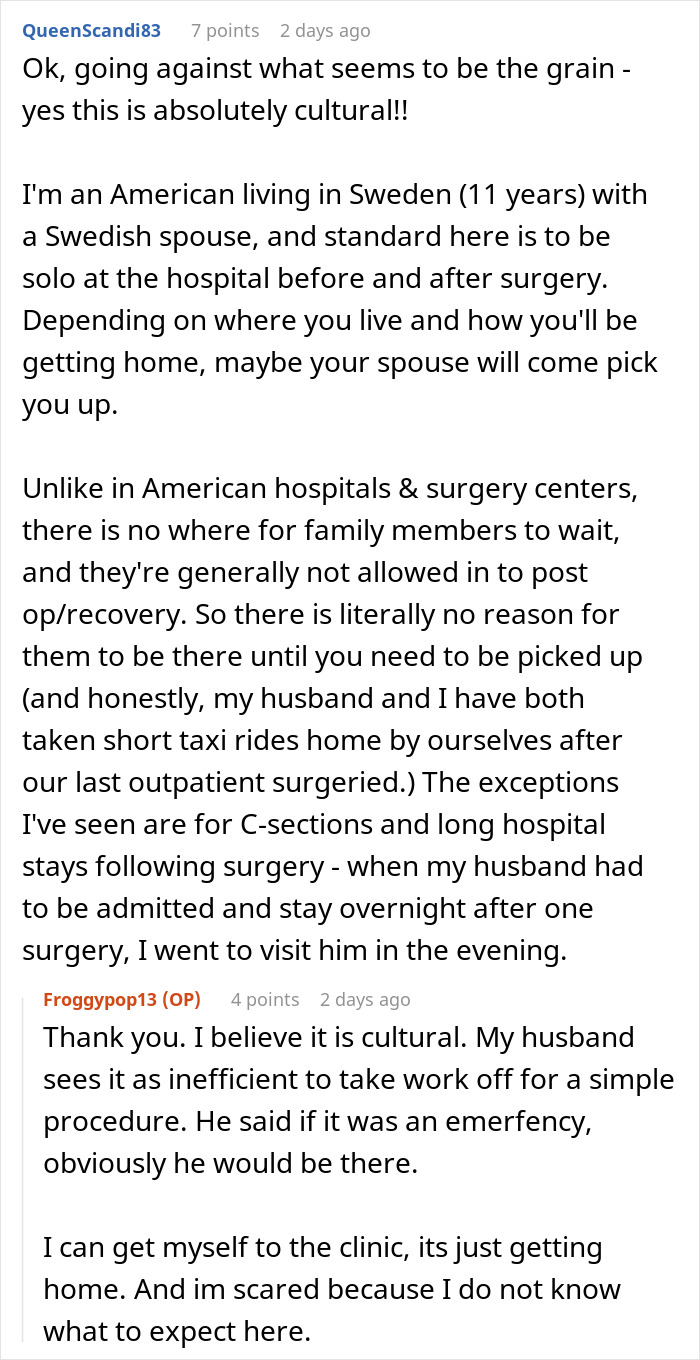 Wife Asks Husband To Take A Day Off Work For Her Surgery, He Refuses, Saying It’s Not An Emergency