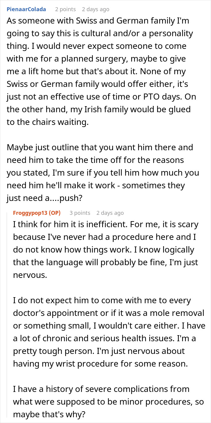 Wife Asks Husband To Take A Day Off Work For Her Surgery, He Refuses, Saying It’s Not An Emergency