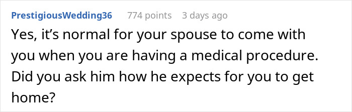 Wife Asks Husband To Take A Day Off Work For Her Surgery, He Refuses, Saying It’s Not An Emergency