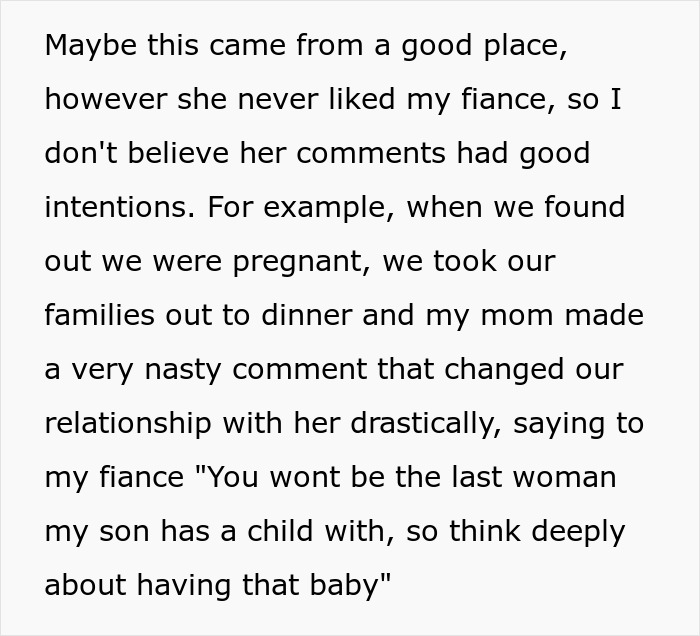 Woman&rsquo;s Out-Of-Line Comments About Son&rsquo;s Fianc&eacute;e Cost Her Access To Ever Meet Grandson