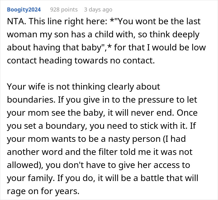 Woman&rsquo;s Out-Of-Line Comments About Son&rsquo;s Fianc&eacute;e Cost Her Access To Ever Meet Grandson