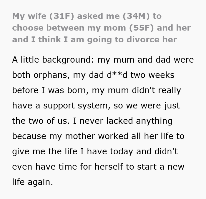 Wife Wants To Come Before Hubby’s Sick Mom, Her Ultimatum Makes Him Question The Entire Marriage Wife Wants To Come Before Hubby’s Sick Mom, Her Ultimatum Makes Him Question The Entire Marriage
