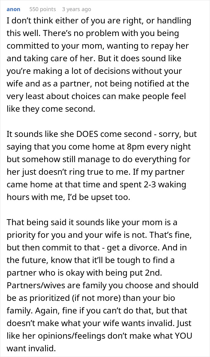 Wife Wants To Come Before Hubby’s Sick Mom, Her Ultimatum Makes Him Question The Entire Marriage Wife Wants To Come Before Hubby’s Sick Mom, Her Ultimatum Makes Him Question The Entire Marriage