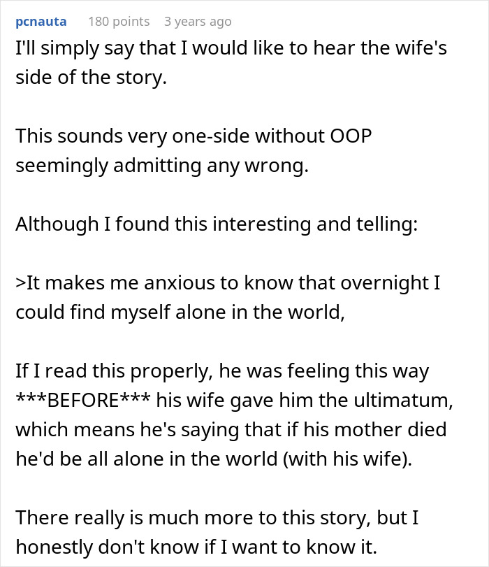 Wife Wants To Come Before Hubby’s Sick Mom, Her Ultimatum Makes Him Question The Entire Marriage Wife Wants To Come Before Hubby’s Sick Mom, Her Ultimatum Makes Him Question The Entire Marriage