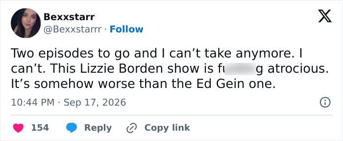 Lizzie Borden Series Hit With Backlash After Disturbing Scene Leaves Viewers Demanding Trigger Warning