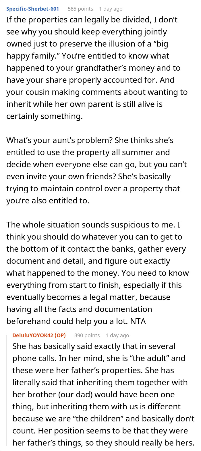 Woman Doesn’t Want To Play “Big Happy Family,” Demands Inheritance Be Divided Woman Doesn’t Want To Play “Big Happy Family,” Demands Inheritance Be Divided