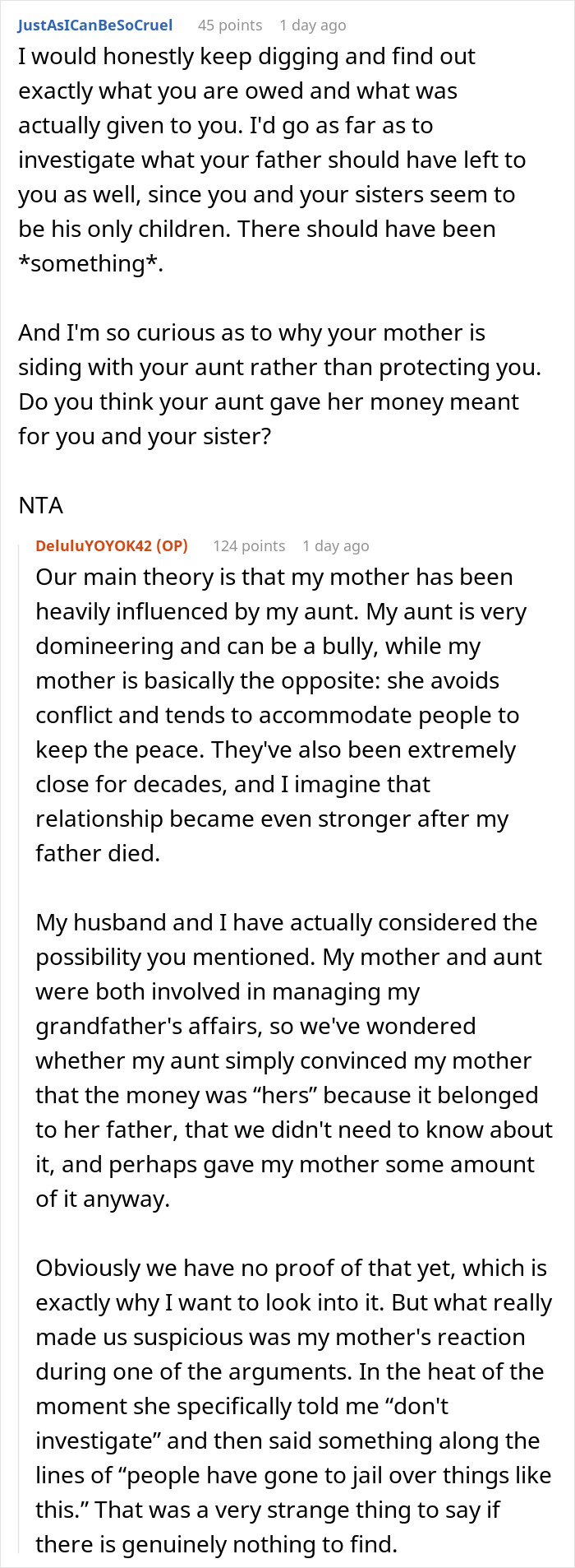 Woman Doesn’t Want To Play “Big Happy Family,” Demands Inheritance Be Divided Woman Doesn’t Want To Play “Big Happy Family,” Demands Inheritance Be Divided