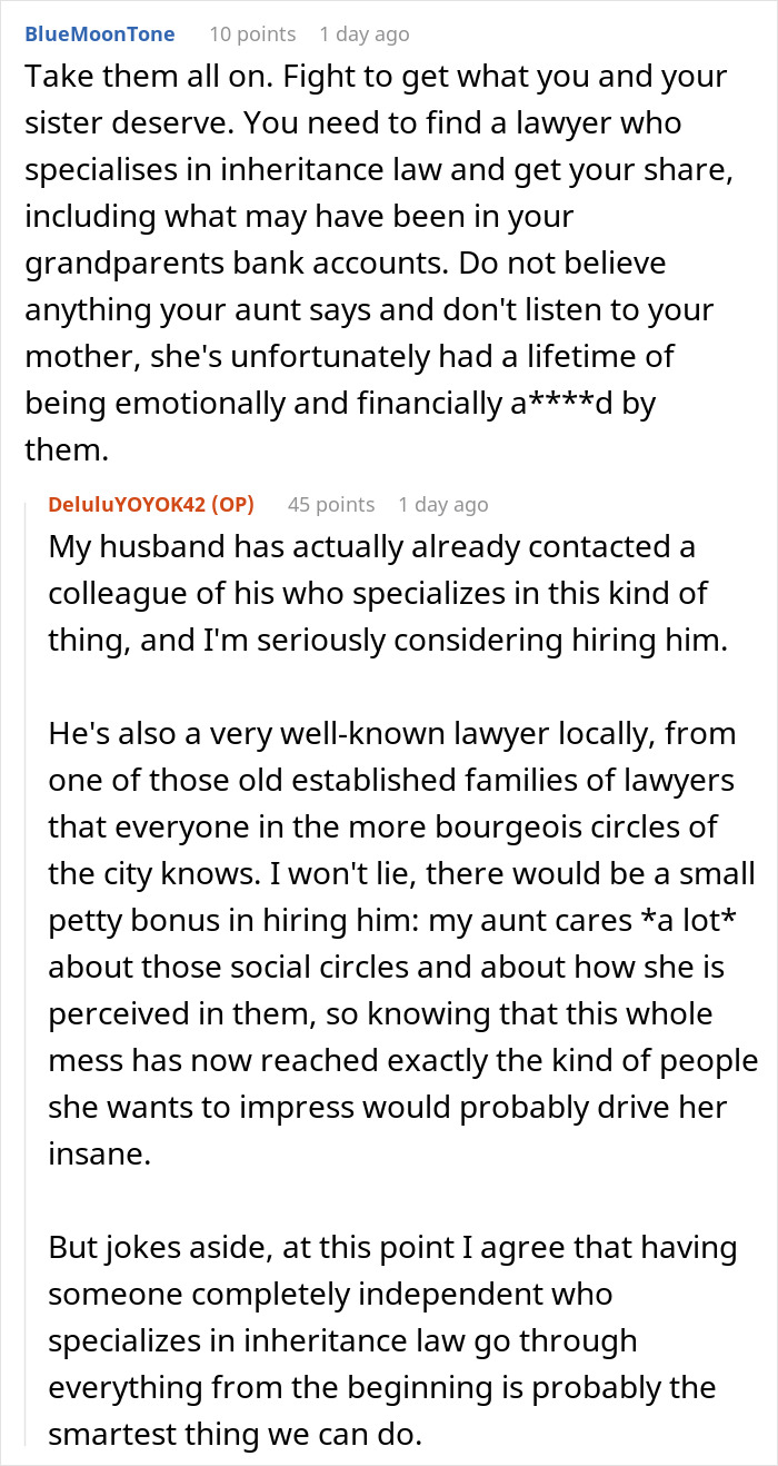 Woman Doesn’t Want To Play “Big Happy Family,” Demands Inheritance Be Divided Woman Doesn’t Want To Play “Big Happy Family,” Demands Inheritance Be Divided