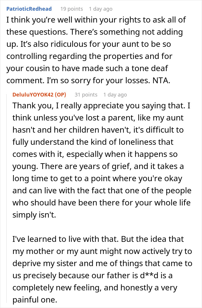 Woman Doesn’t Want To Play “Big Happy Family,” Demands Inheritance Be Divided Woman Doesn’t Want To Play “Big Happy Family,” Demands Inheritance Be Divided