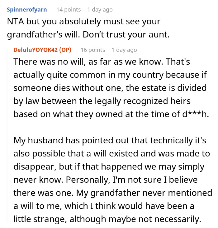 Woman Doesn’t Want To Play “Big Happy Family,” Demands Inheritance Be Divided Woman Doesn’t Want To Play “Big Happy Family,” Demands Inheritance Be Divided
