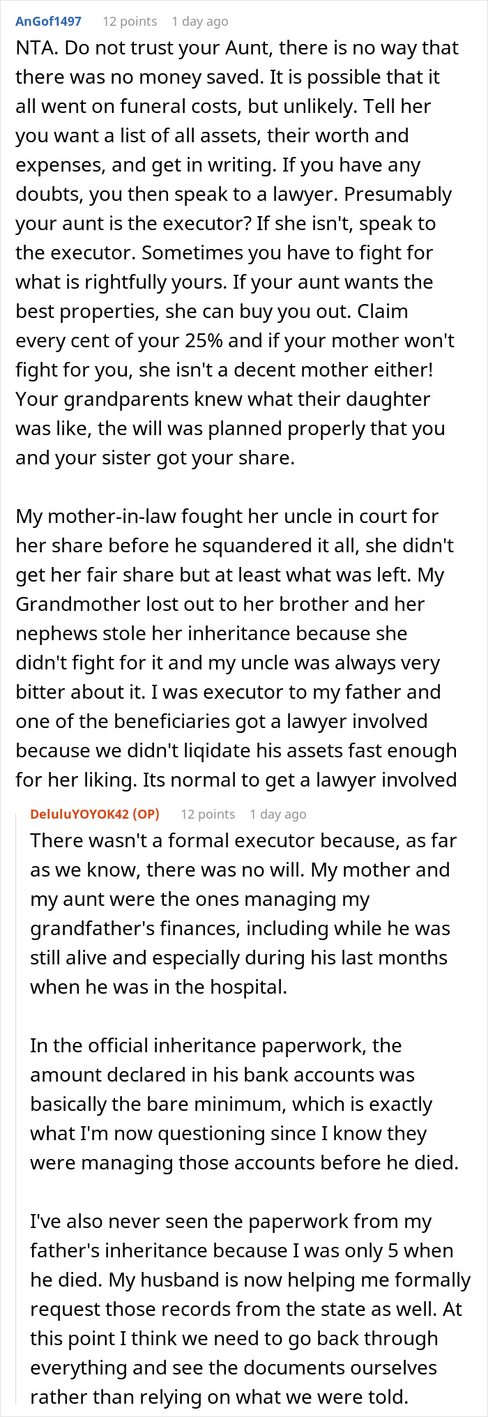 Woman Doesn’t Want To Play “Big Happy Family,” Demands Inheritance Be Divided Woman Doesn’t Want To Play “Big Happy Family,” Demands Inheritance Be Divided
