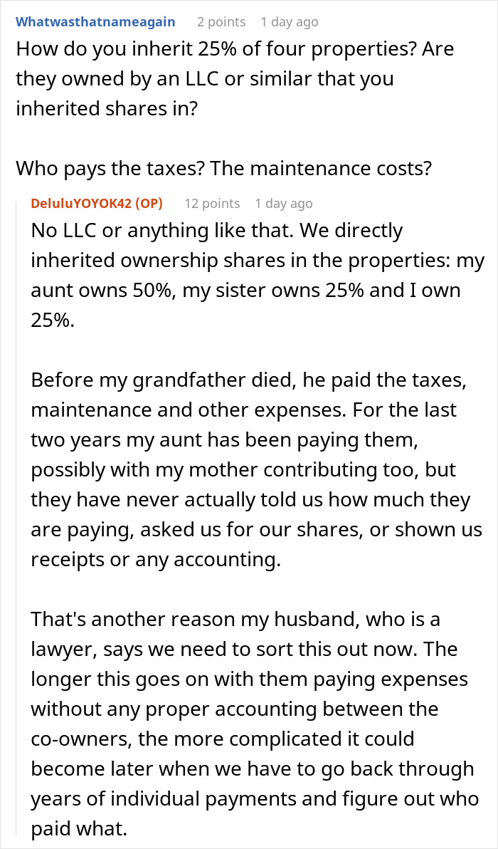 Woman Doesn’t Want To Play “Big Happy Family,” Demands Inheritance Be Divided Woman Doesn’t Want To Play “Big Happy Family,” Demands Inheritance Be Divided