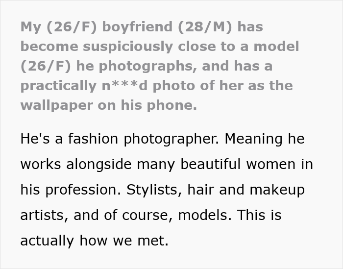 Woman Meets Photographer Boyfriend While Modeling For Him, Suspects That He Found A New Muse