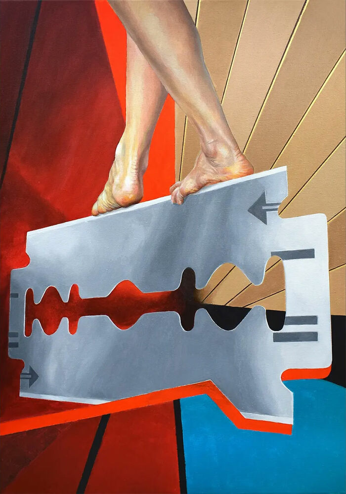 28 Paintings By Michel Devanakis Where Extreme Perspective Completely Transforms The Human Form